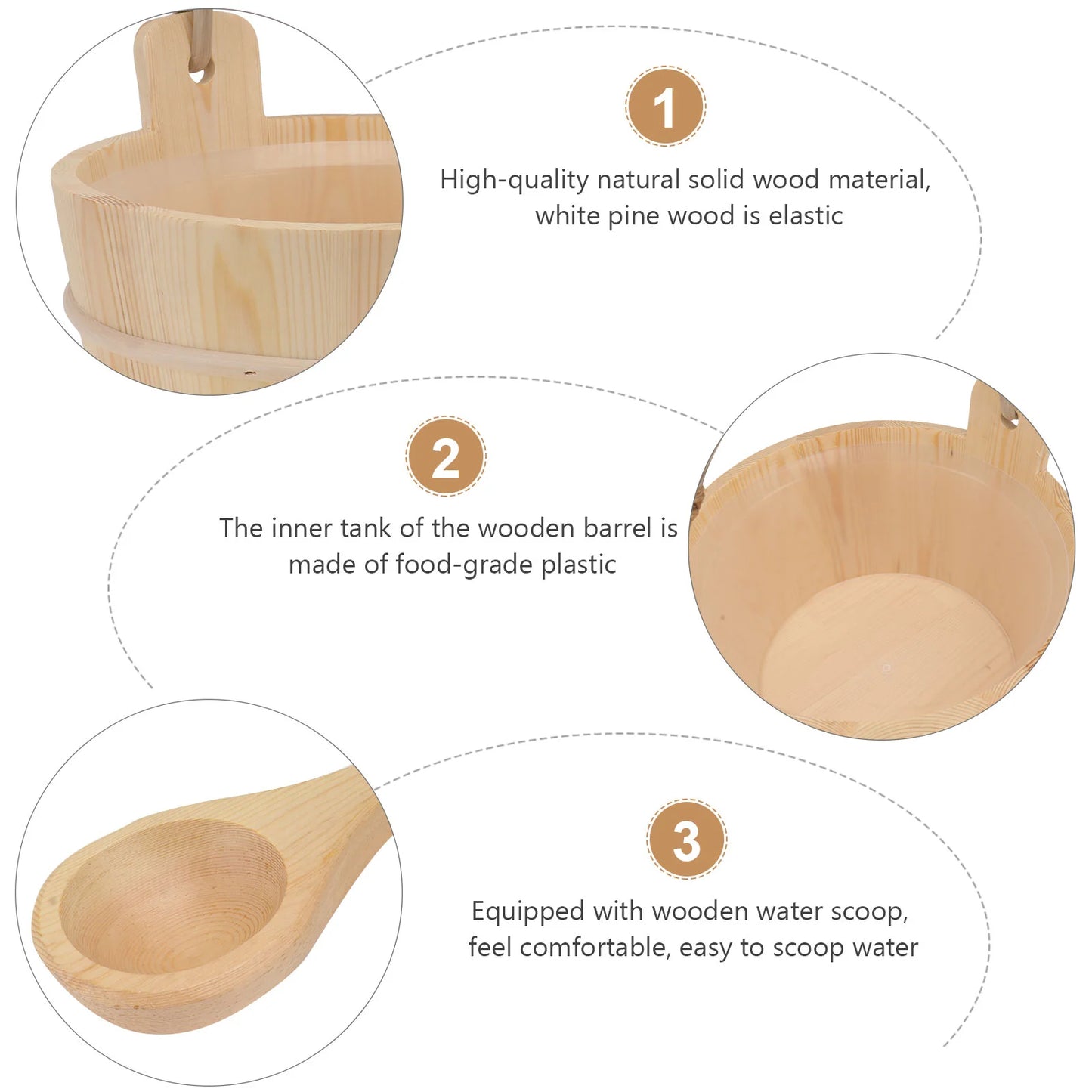 Wooden Sauna Bucket & Ladle