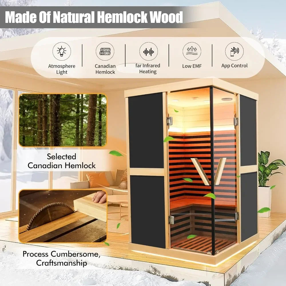 Canadian Hemlock Wood Infrared 1980w Sauna