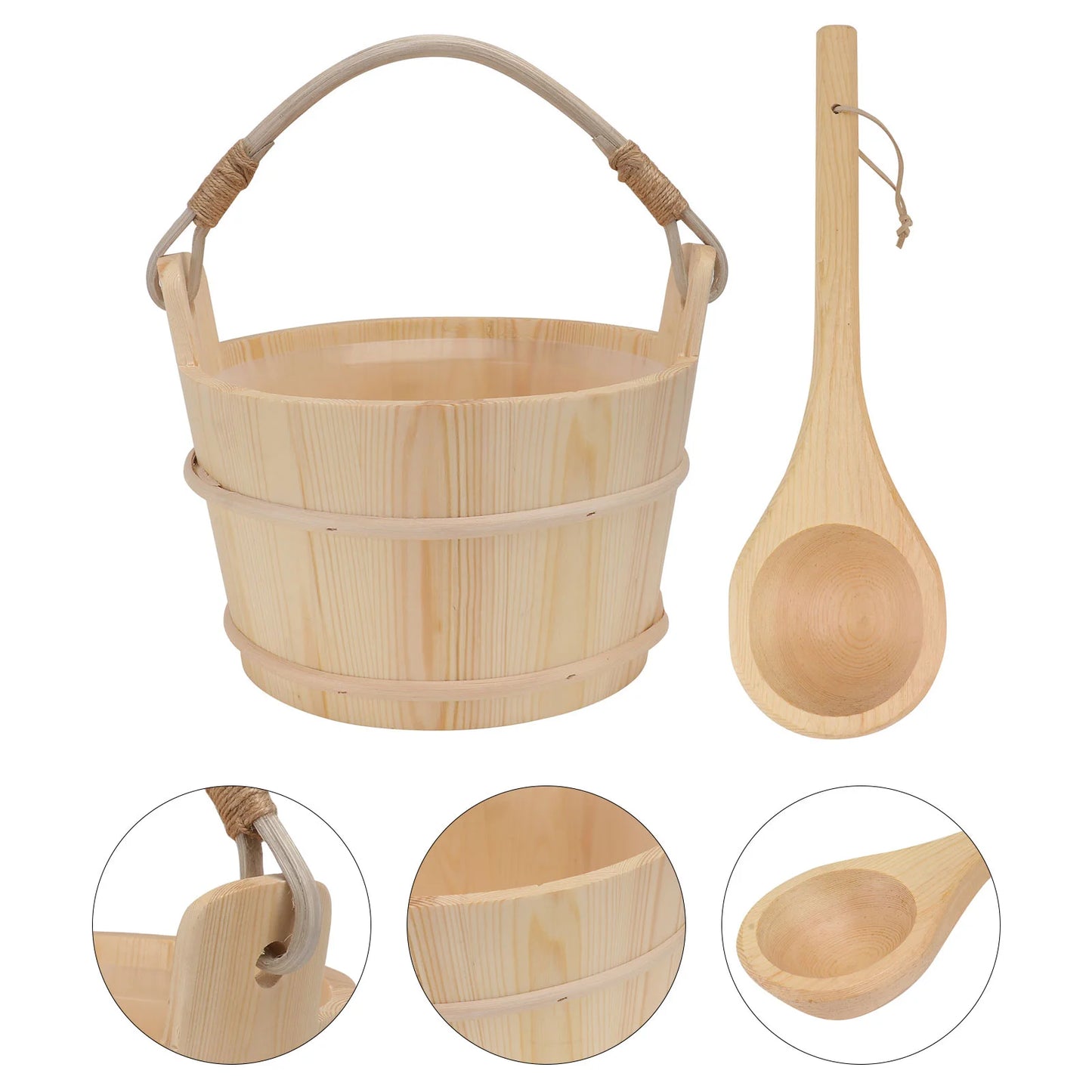 Wooden Sauna Bucket & Ladle